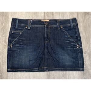 Yanuk Women’s Blue Denim Mini Skirt Size 10 Style #w7644011 USA Made Vintage Y2K